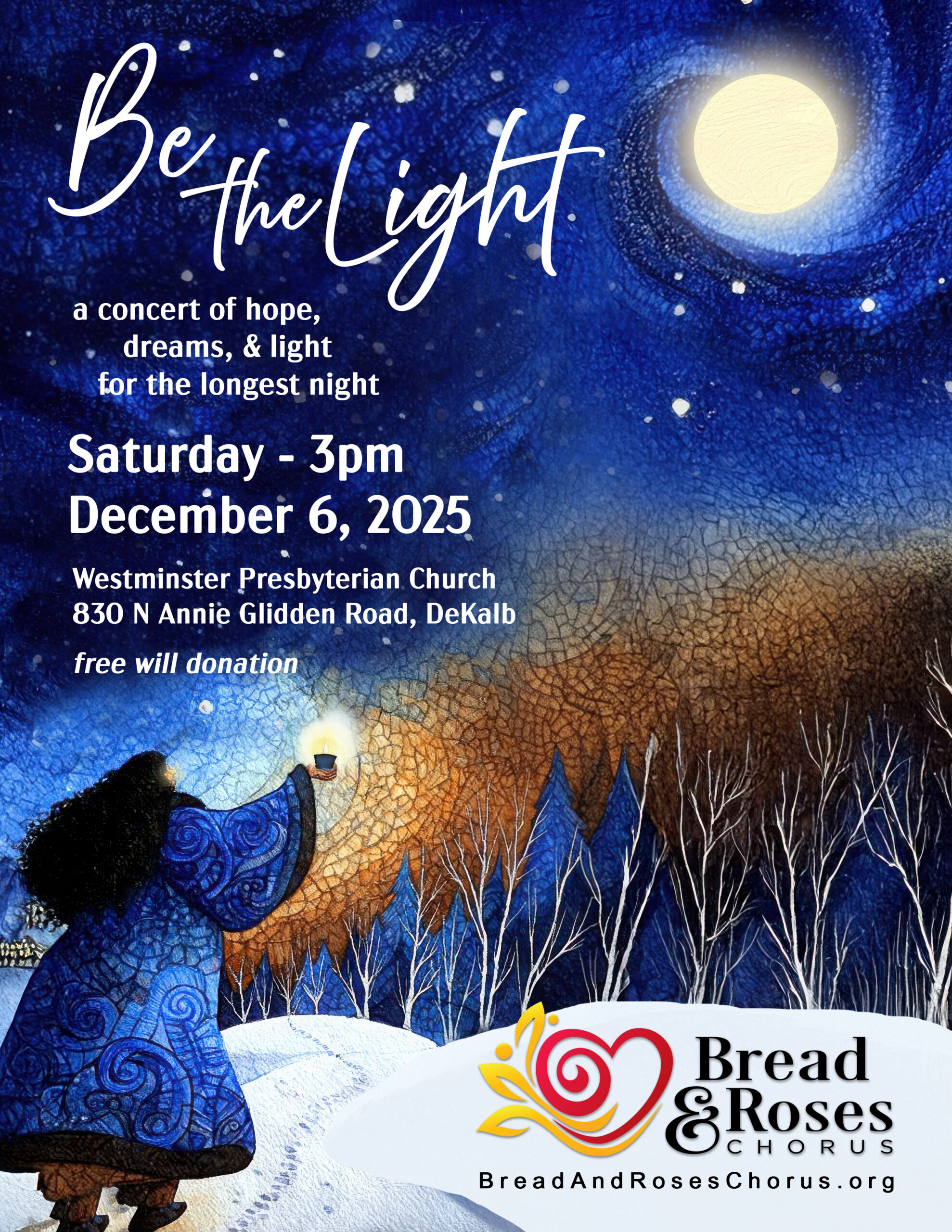 Be the Light 3 poster Be the Light Bread and Roses December Concert Poster