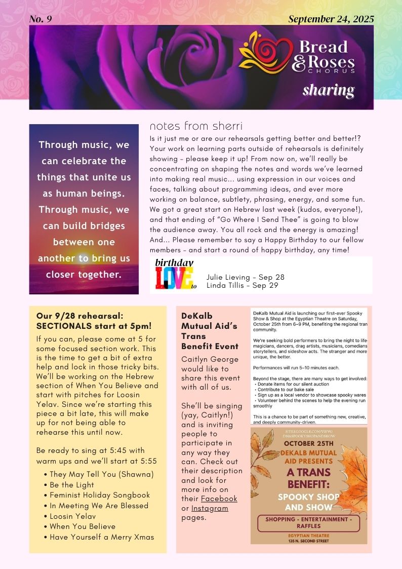 Bread & Roses Newsletter No 9